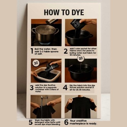 DIY Black Dye Kit For Cotton & Jeans Fabric