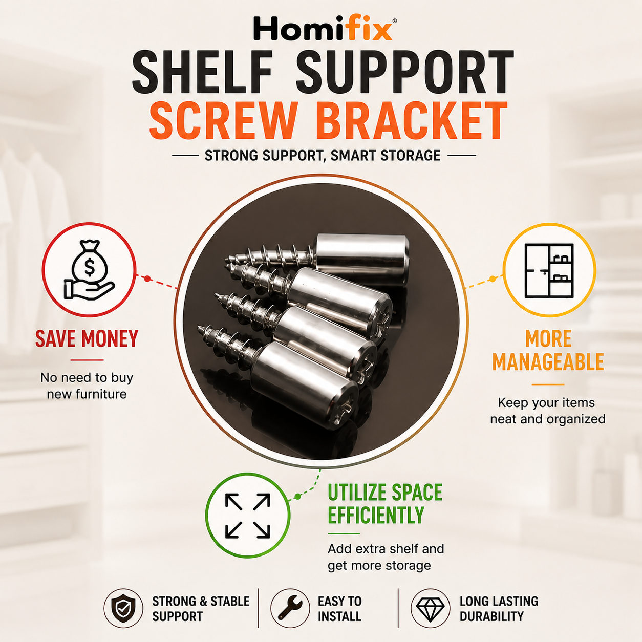 Shelf Support Screw Bracket