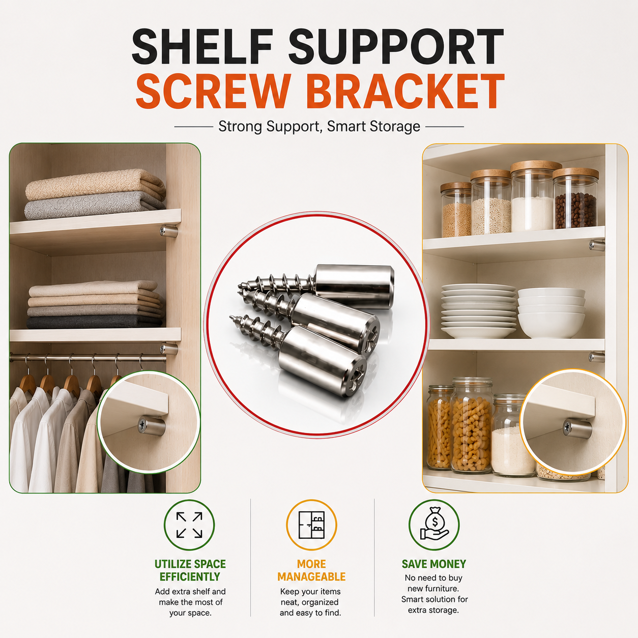 Shelf Support Screw Bracket
