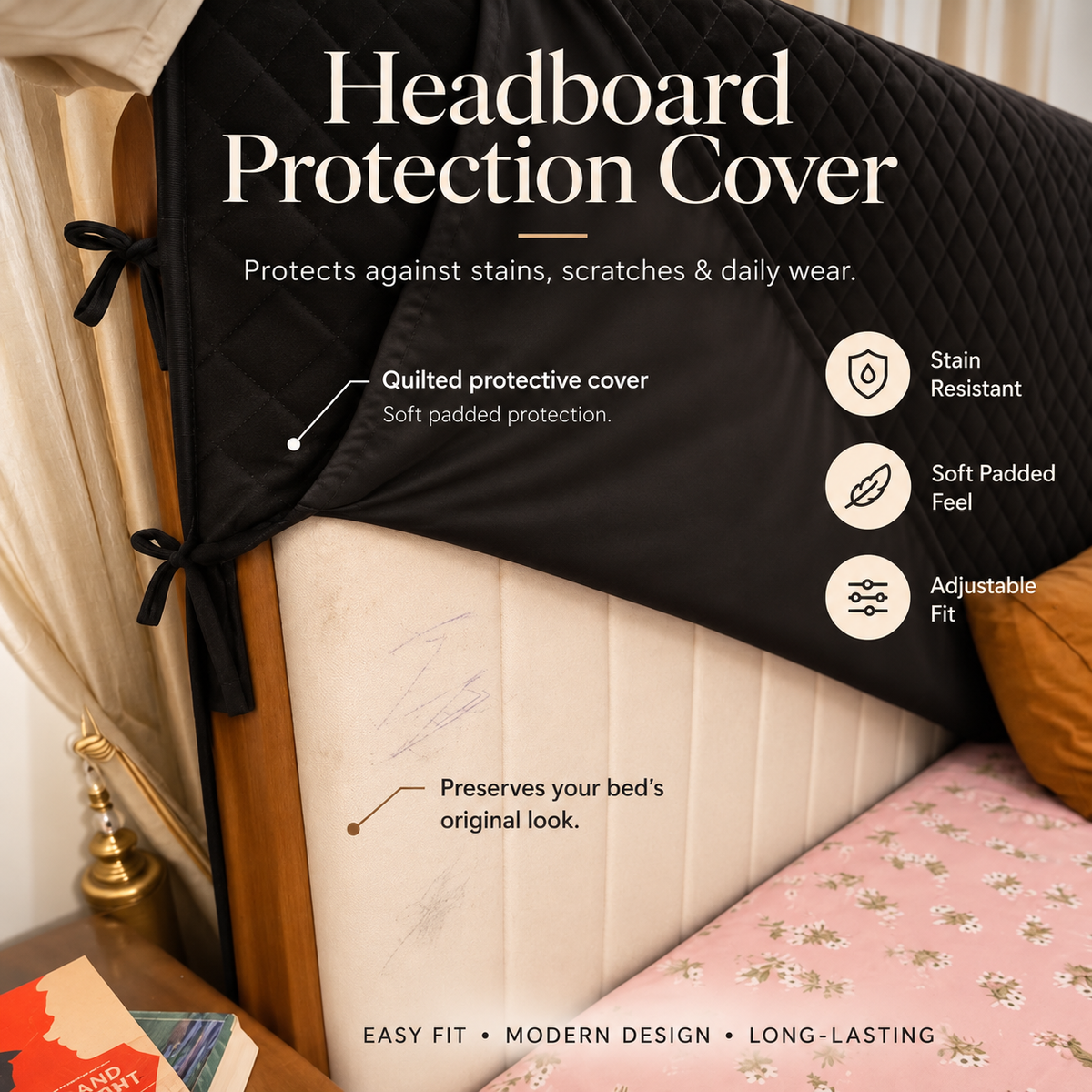 Bed Headboard Quilted Cover