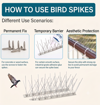 Anti Bird Spikes | Birds Repeller | 19.8 Inch Each Spike Strips