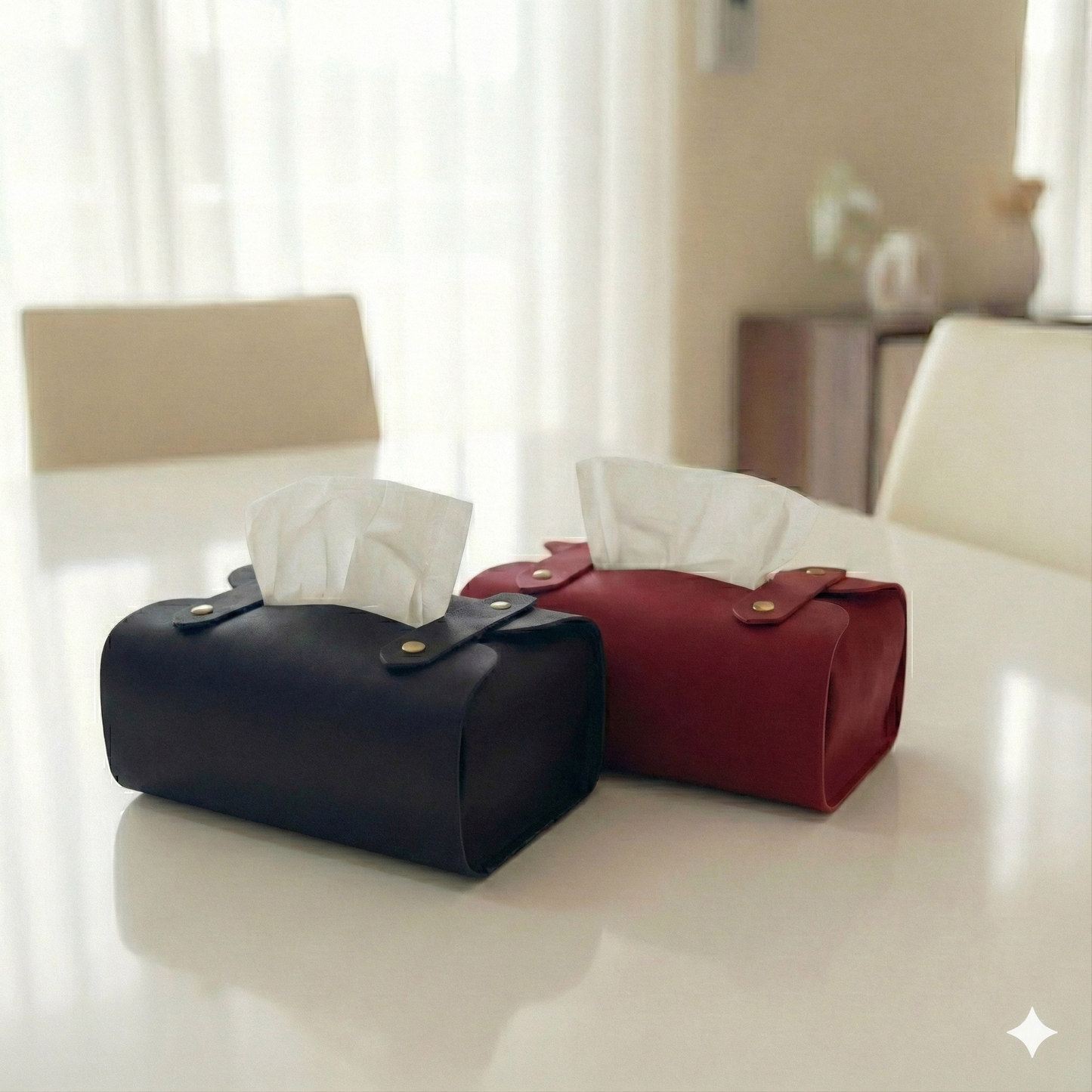 Pack Of 3 | Black, Brown & Maroon | Tissue Box Cover - PU Leather
