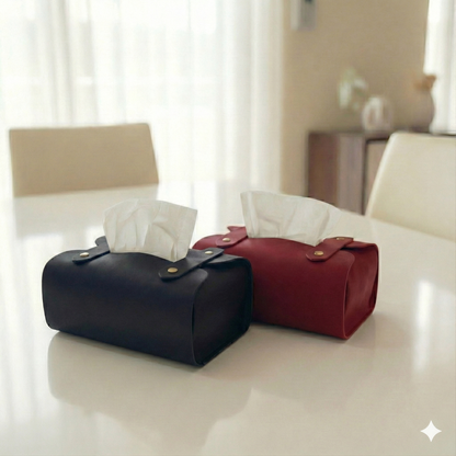 Pack Of 3 | Black, Brown & Maroon | Tissue Box Cover - PU Leather