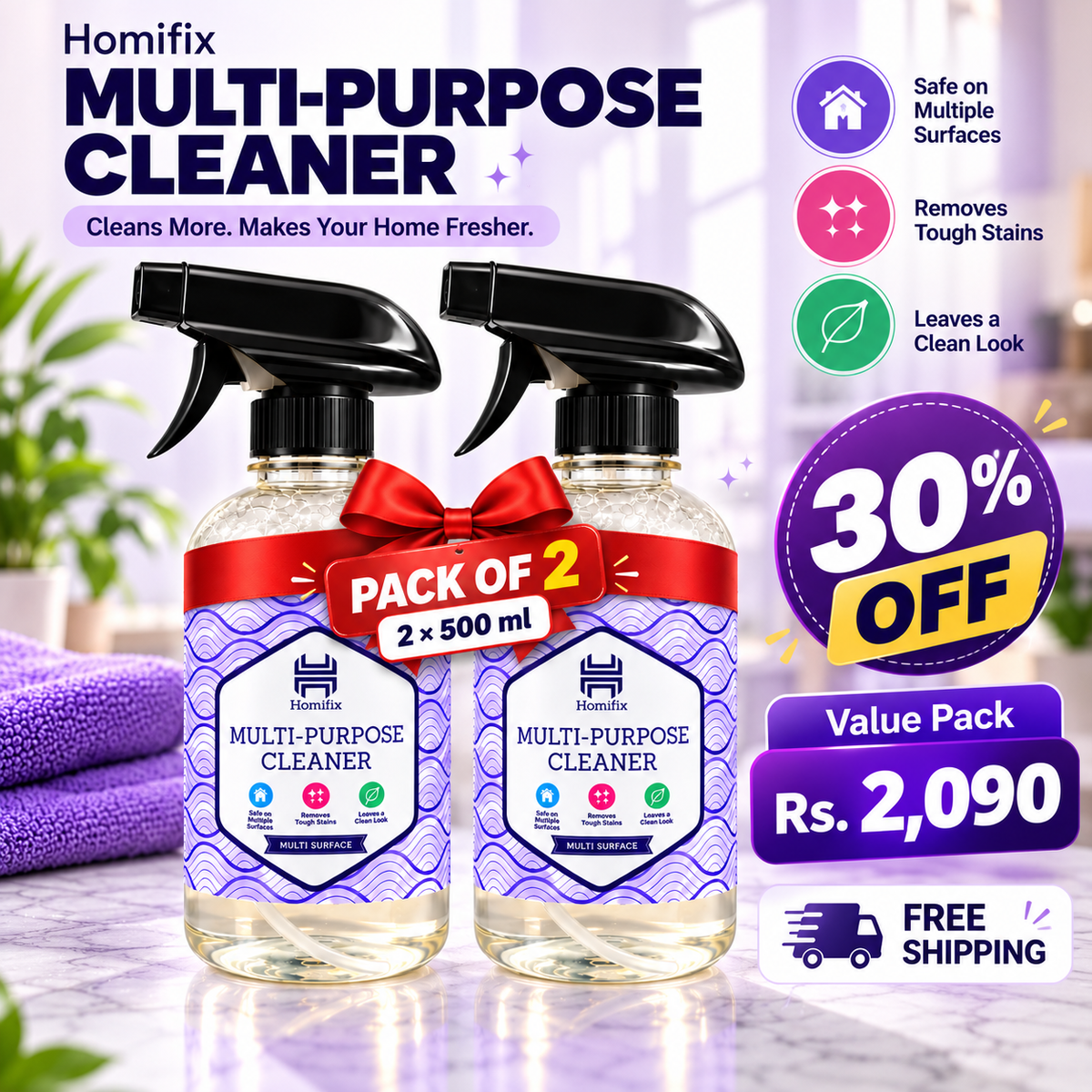 33% Saver Combo - Multi Purpose Cleaner 500ml | Free Shipping | Pack Of 2