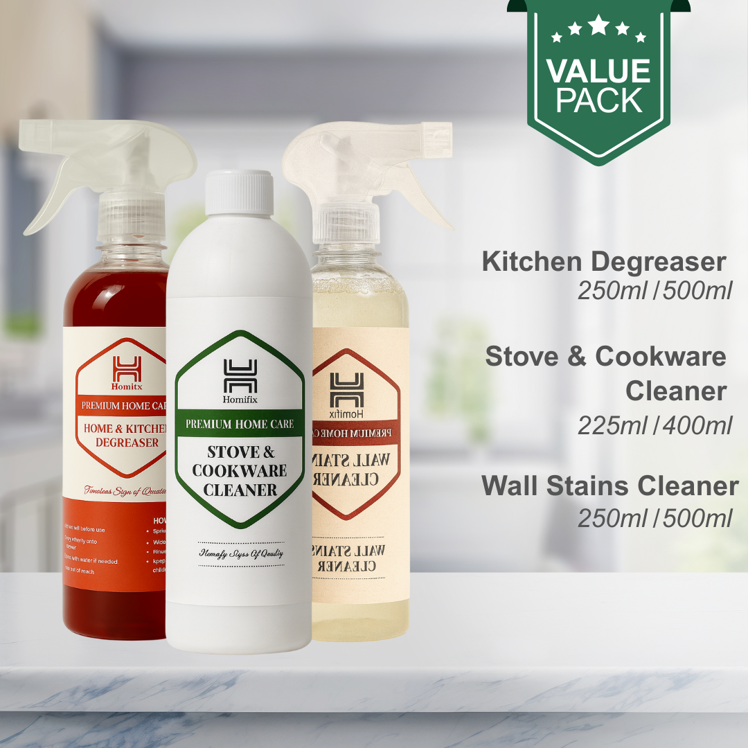 Value Pack Of 3 | Degreaser + Stove & Cookware Cleaner + Matte Finish Wall Cleaner