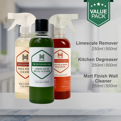Value Pack Of 3 | Limescale Remover + Kitchen Degreaser + Matt Finish Wall Cleaner