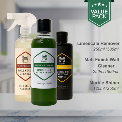 Value Pack Of 3 | Limescale Remover + Matt Finish Wall Cleaner + Marble Shiner