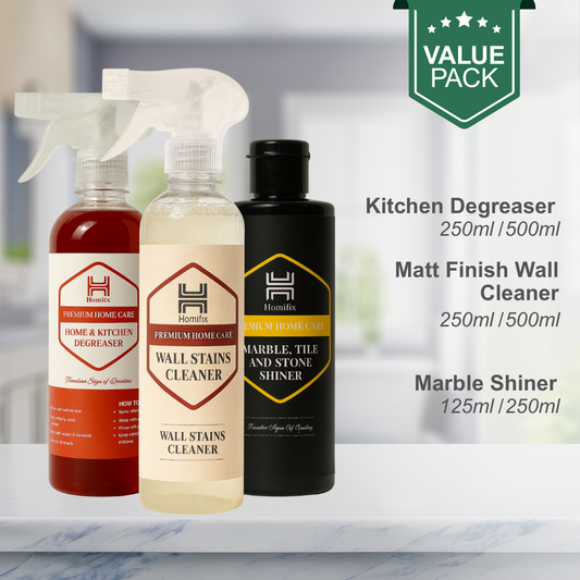 Value Pack Of 3 | Matt Finish Wall Cleaner + Kitchen Degreaser + Marble Shiner