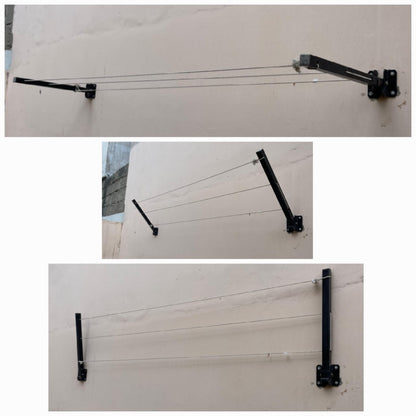 Foldable Cloth Hanger - Pair of 2 | Screws Included | Without Rope | 3 Rows | Free Shipping