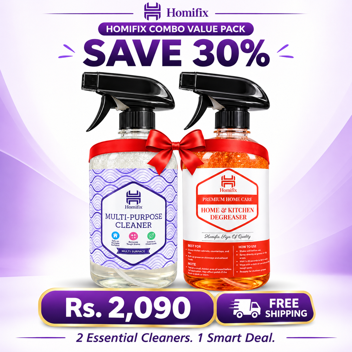 All-Rounder Combo - Kitchen Degreaser 500ml + Multi Purpose Cleaner 500ml | Free Shipping